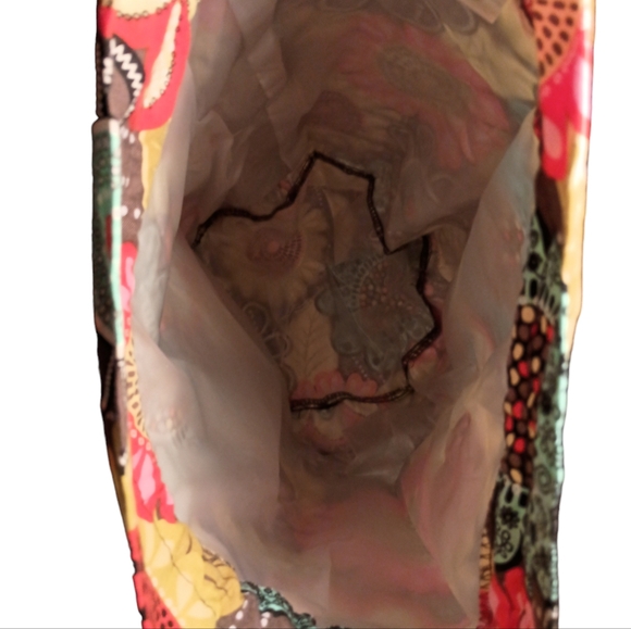 NWT Vera Bradley DITTY BAG Flower Shower drawstring brown yellow pink bl… - Picture 3 of 4